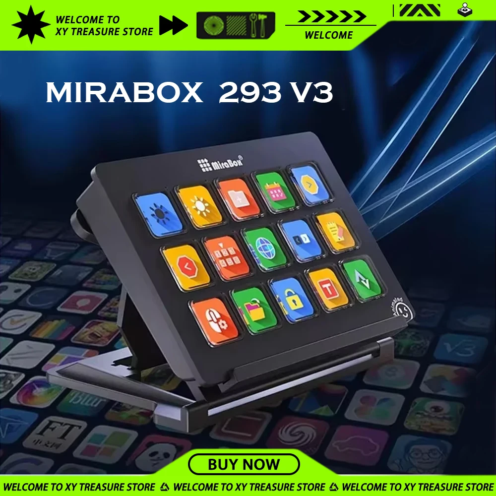 Mirabox 293 V3 Mini 15-key Keyboards Custom Button Windows Mac Office tream Deck Visual Lcd Button Real-time Content Creation