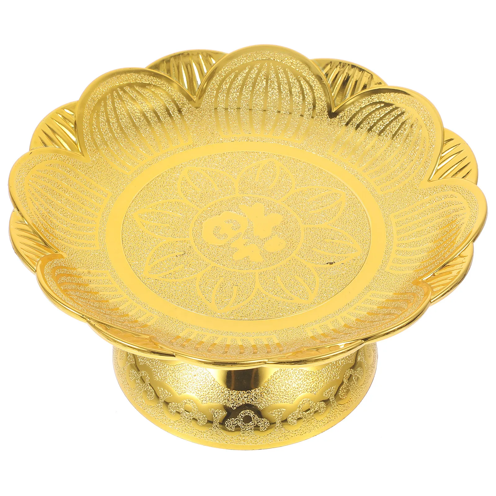 Lotus Offering Plate Footed Temple Fruit Tray for Buddhist Worship Home Decor Tribute Dish Snack Dessert Serving Dish Elegant - view 3