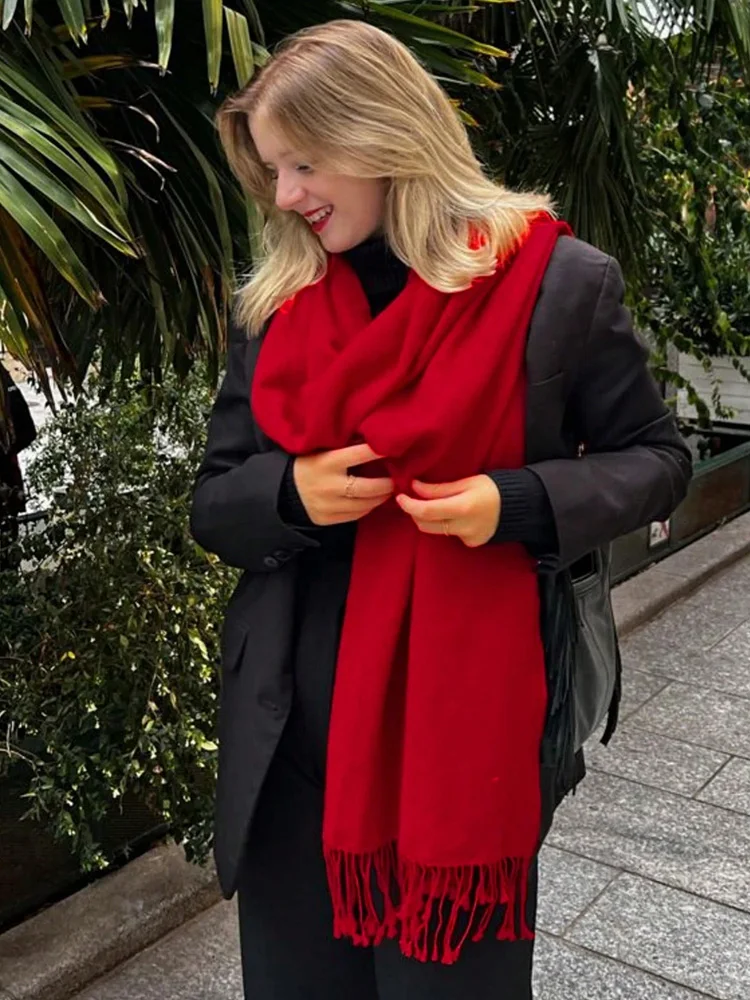

Luxury Solid Cashmere Scarf Women Big Size Winter Tassel Shawl Pashmina Handkerchief Lady Pareo Soft Outdoor Windproof Bufanda