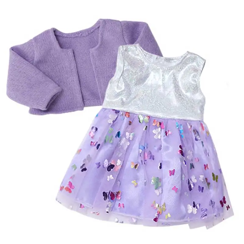 Tenue De Poupée Rouge à Jupe Tulle Papillon – Set 5 Pièces Pour Poupées De 50 à 55 Cm, Veste Tricot, Bandeau, Chaussettes