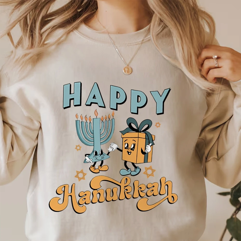 Hannukah Sweatshirt Happy Hanukkah Sweater Jewish Top Shirt Holiday Hanukkah Jumper Jewish Saying Pullover Hanukkah\' Gift Hoodie