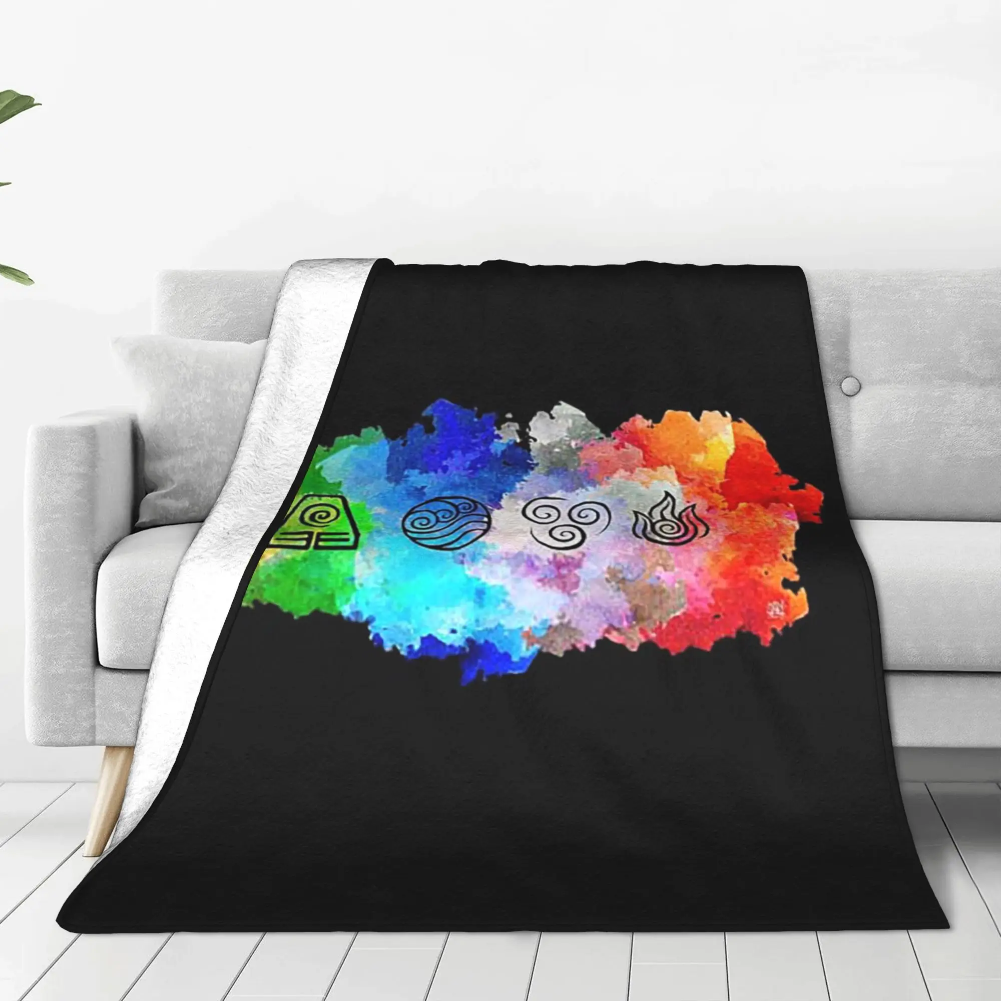 

Avatar the Last Airbender - The Four Elements-Horizontal Blankets Warm Fleece Sofa Throw Blanket for Home Bedroom Travel Quilt