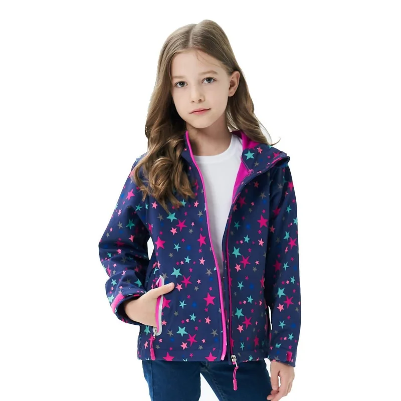 Dubbped Boys Girls Camouflage Rain Jackets with Removable Hood Lightweight Waterproof Windbreakers Raincoats Jacket