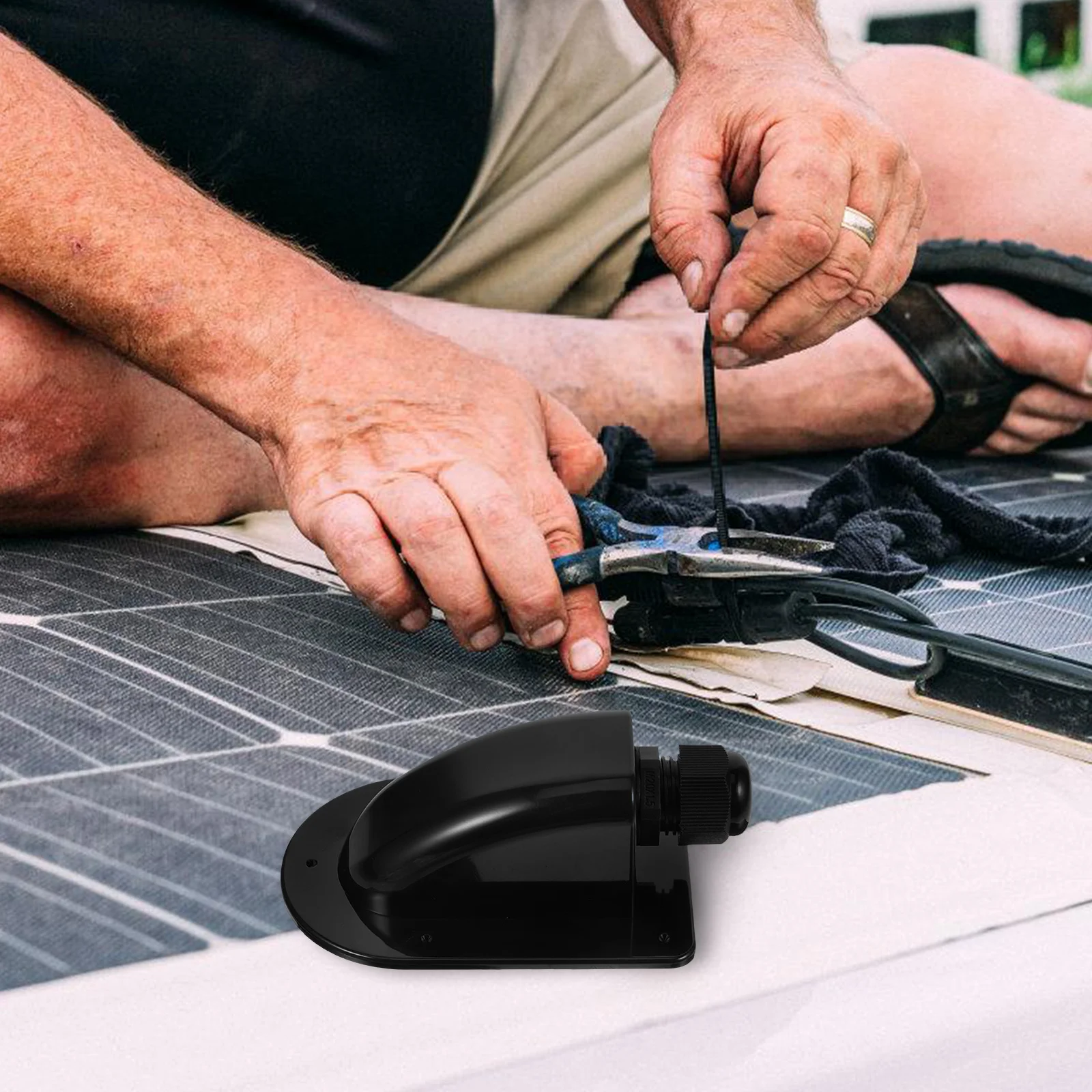 Solar Junction Wire Box Single Entry Cable Panel Dachgehäuse Wasserdichtes Cable Entry Case Wire Connector Case Schwarz