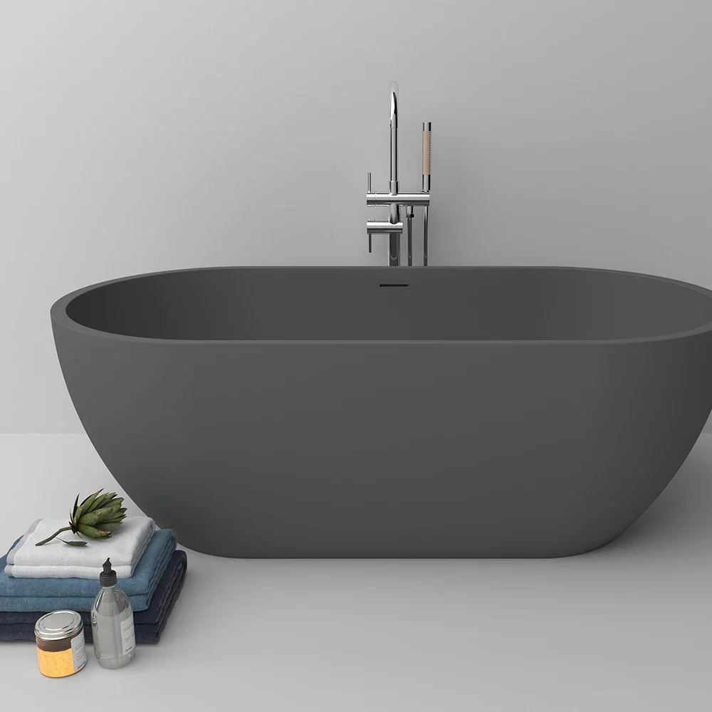 black matte customized freestanding luxury faux stone acrylic bathtub bath tub