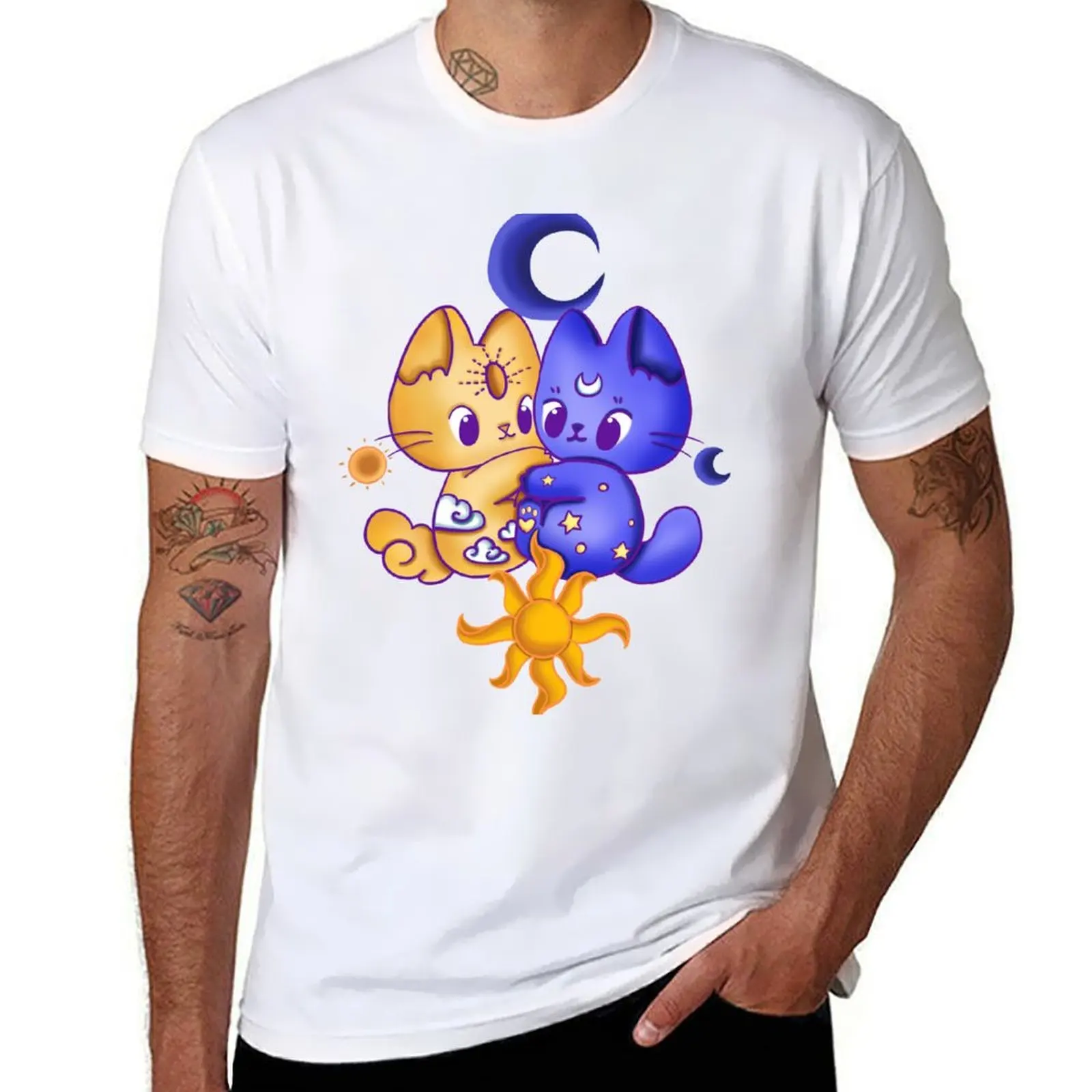 

Cats moon and sun T-Shirt man t shirts graphic mens graphic t shirts man t shirt heavy cotton T-shirt