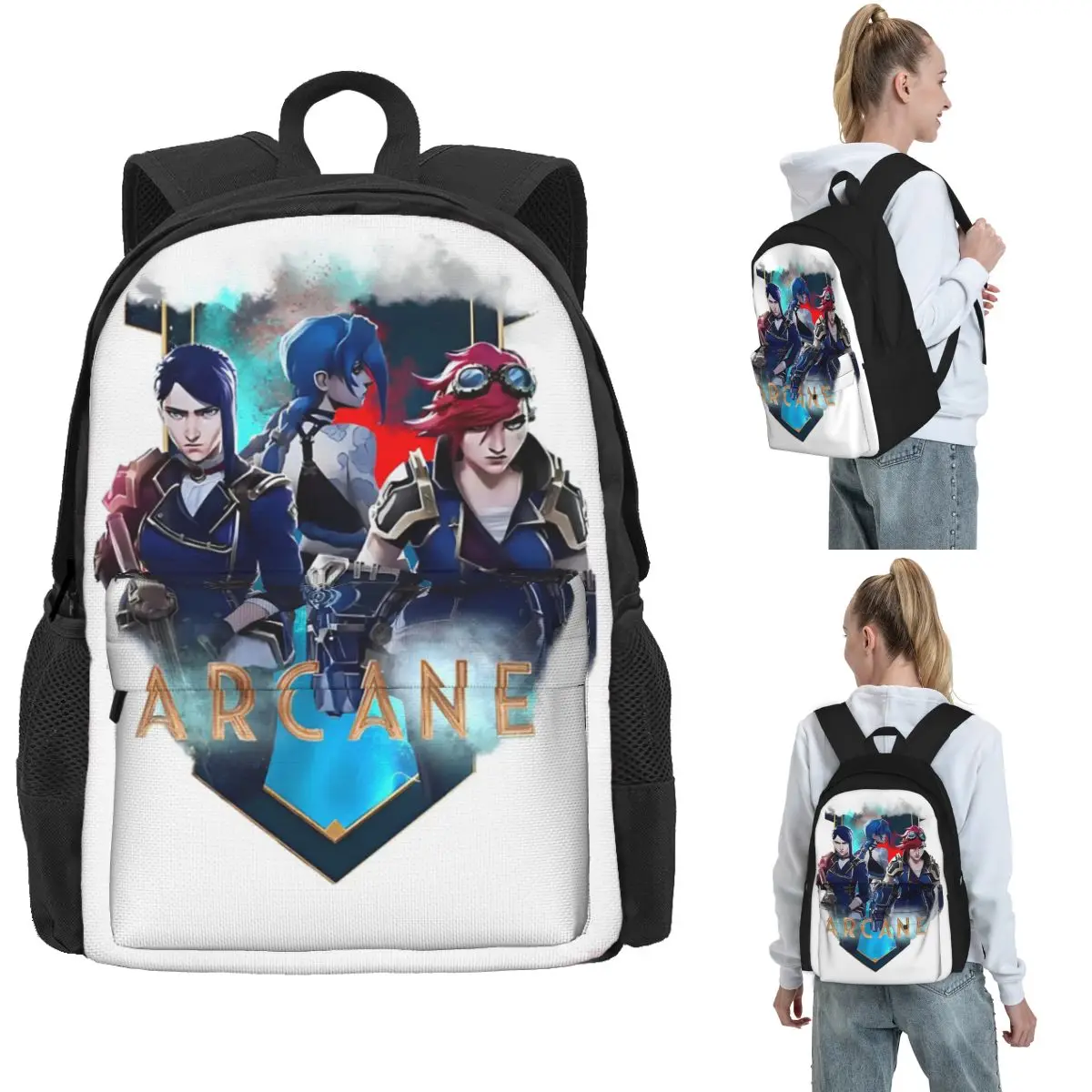 

Arcane аниме Vi Jinx рюкзаки для мальчиков и девочек сумка для книг большой вместимости детские школьные сумки рюкзак для ноутбука сумка