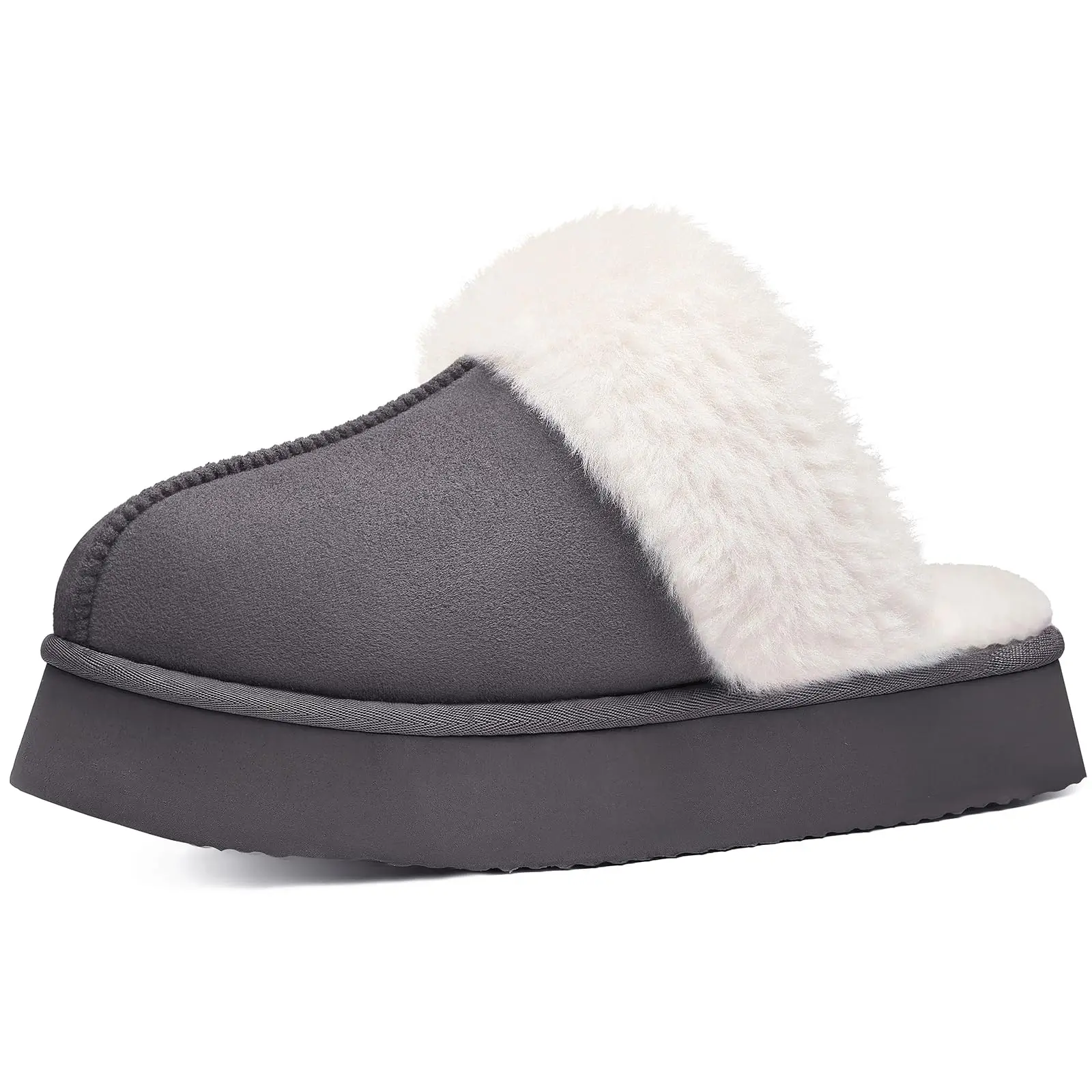 Shevalues Winter Fuzzy Women Slippers Fashion Fur Slippers Soft Thick Sole House Slippers Outdoor Anti-Slip Fluffy Furry Slipper