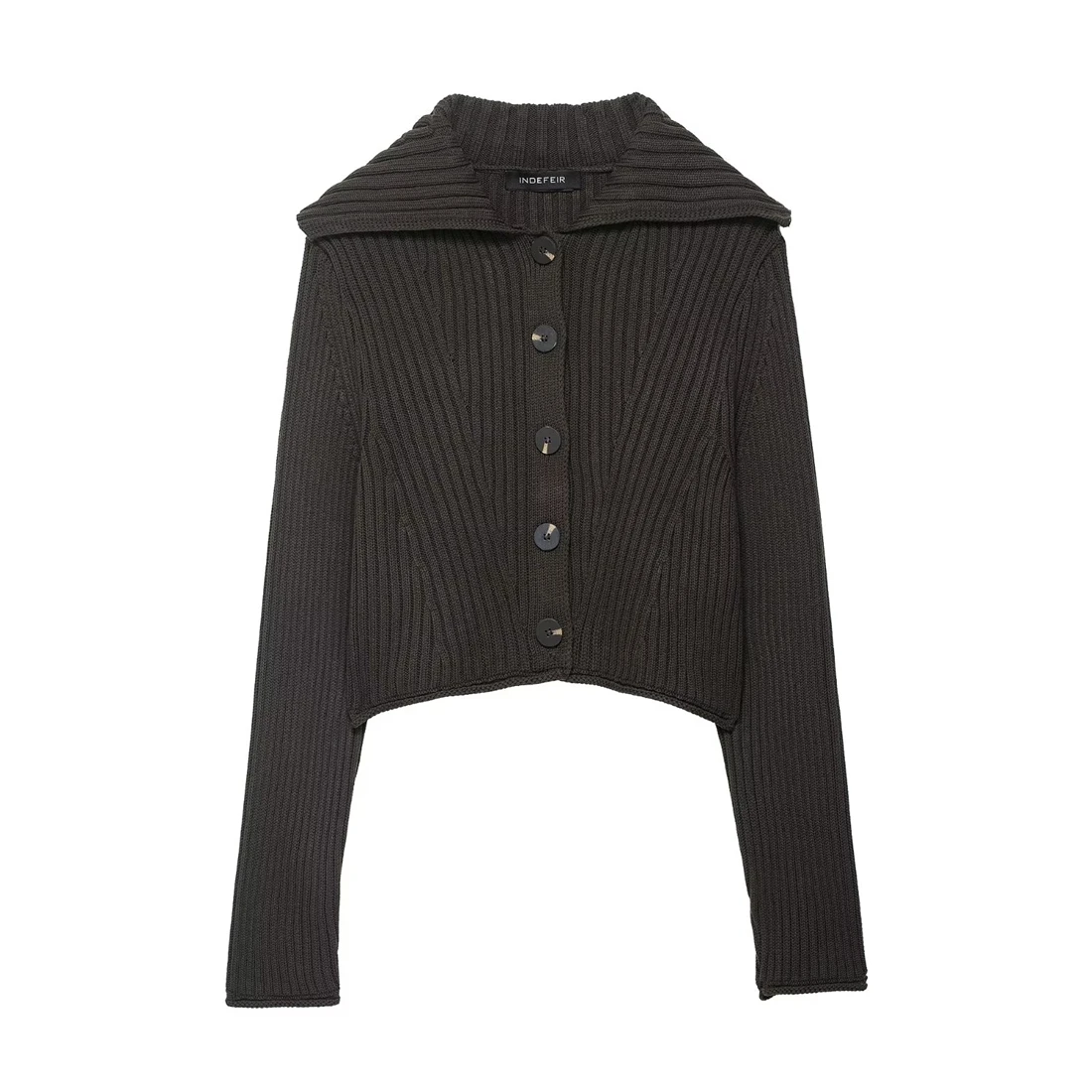 

Women's Ribbed Knit Cardigan Button-Up Fashion Jacket 2025 New Arrival Comfortable Knitted Rib Detailing