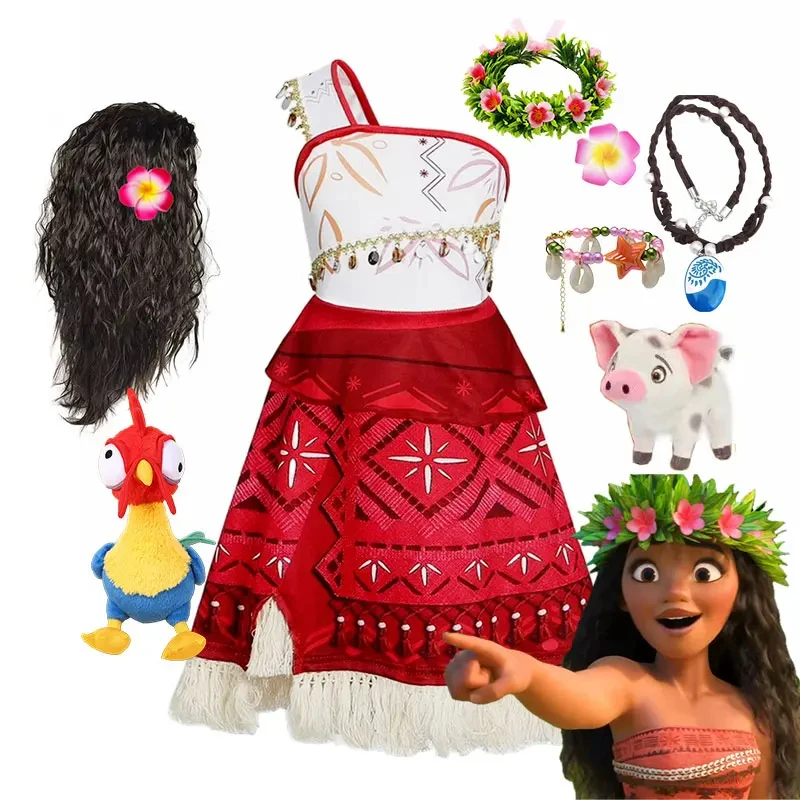 ❤ 2026 ★ Disfraz de Princesa Vaiana Inspirado en la Película Disney Moana 2, Ropa de Aventura Voyager, Vestido de un Hombro, Estilo Oceania Moana ❤