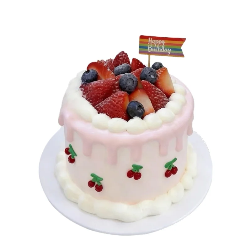 Cartoon Color Happy Birthday English Letter Fake Cake Model Simulation Birthday Cake Showcase Sample Display Photography Props