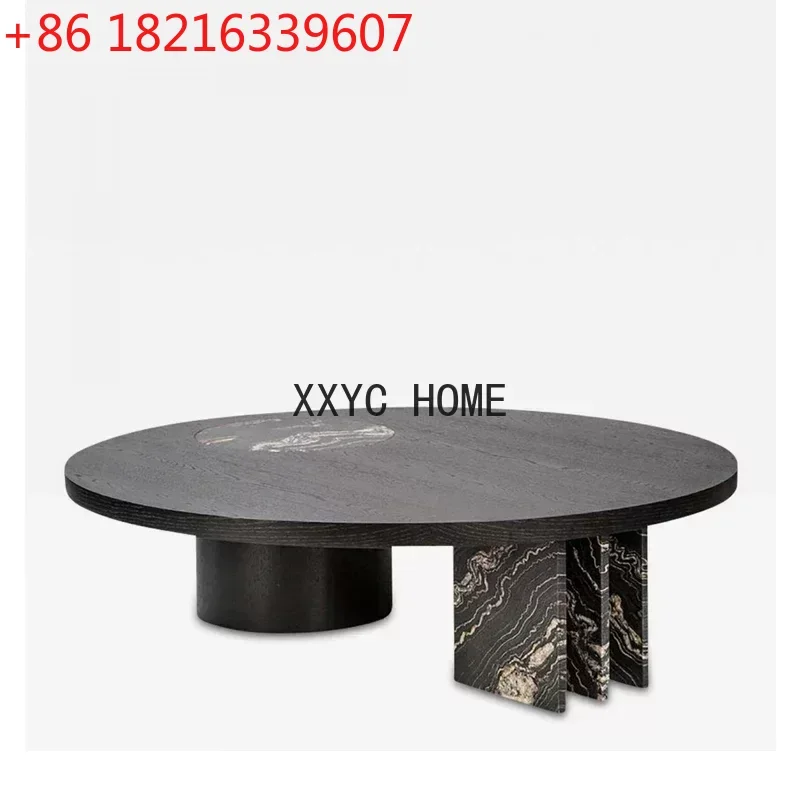 Light Luxury Italian round Marble Tea Table Combination