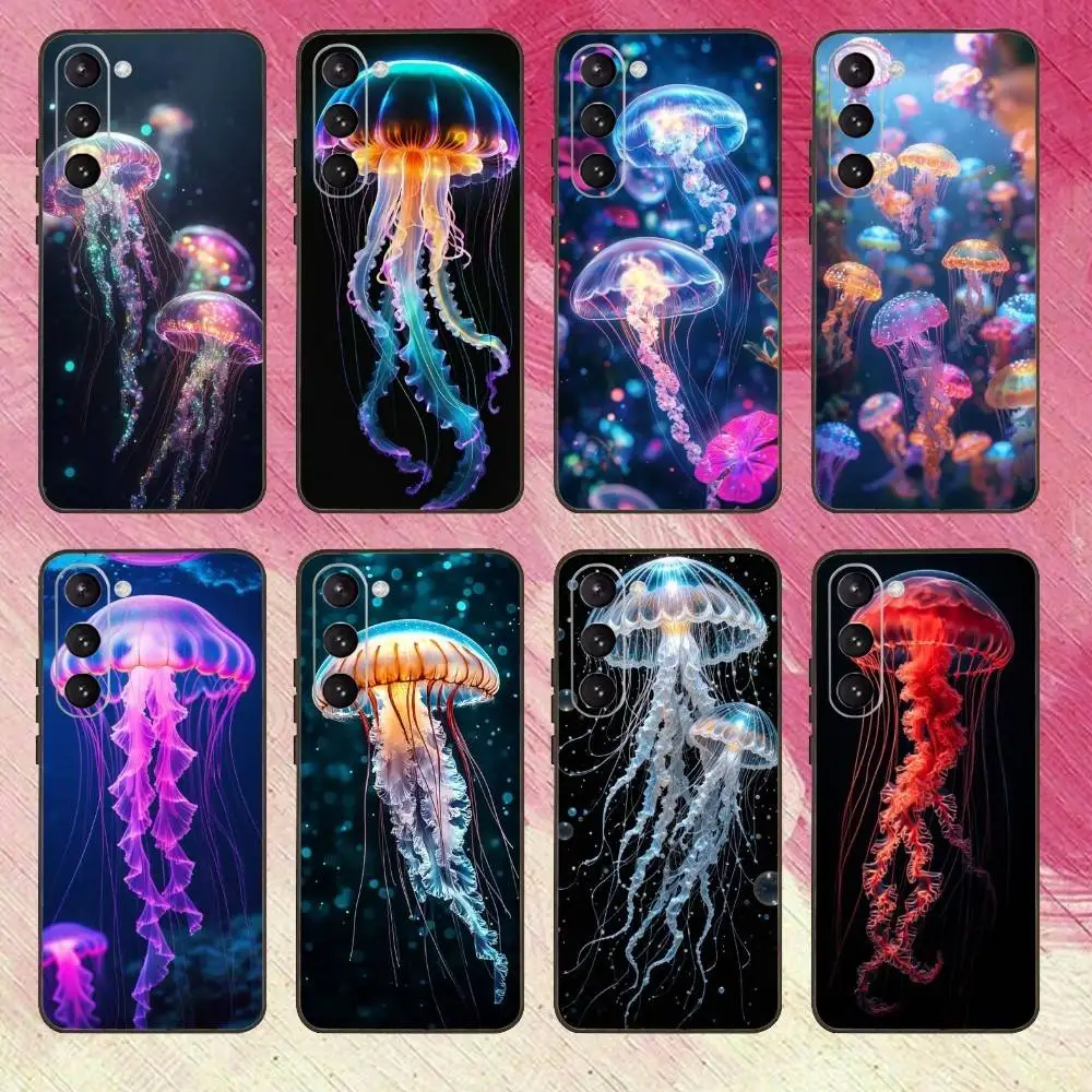 

Glowing J-Jellyfish in the Deep Sea Phone Case For Samsung Galaxy A73,A72,A71,A70,A53,A52,A51,Others Soft Black Cover
