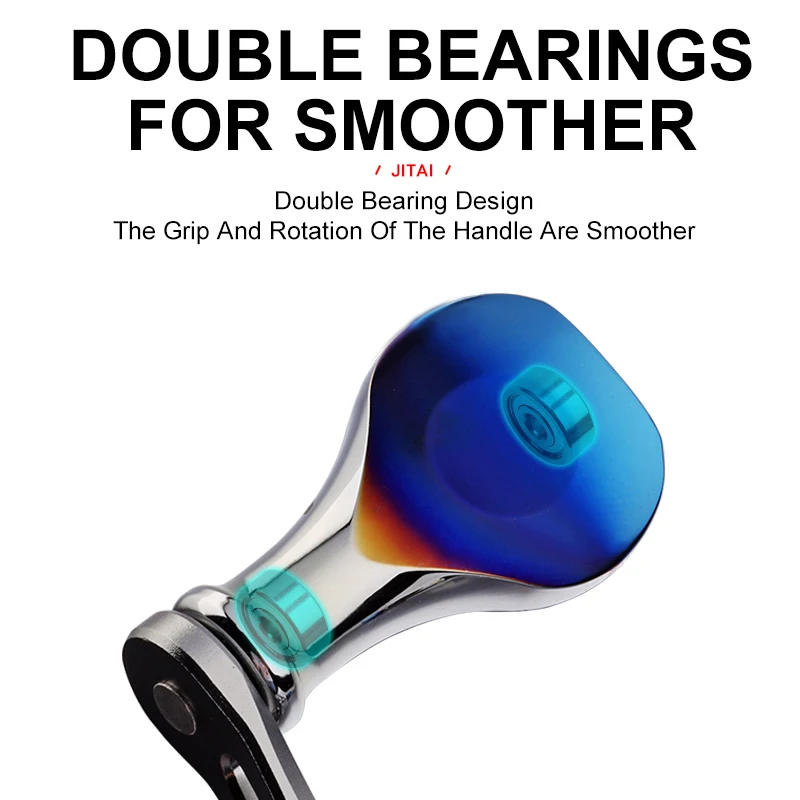 Jitai Spinning Double Reel Handle For Shimano Daiwa Baked blue CNC Knobs 4BBs Aluminum alloy Machining Power Handle image 6