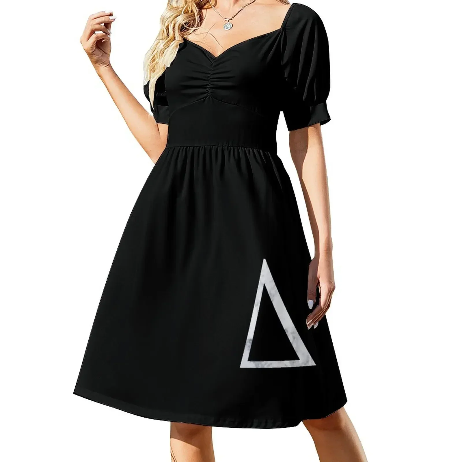 

Delta White Marble Short-Sleeved Dress evening dress women Clothing