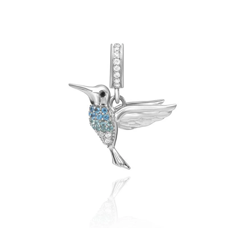 Hot Sale European NEW 925 Silver Colorful Hummingbird Spring Separated Beads Charm Fit Original Bracelet Jewelry For Gift
