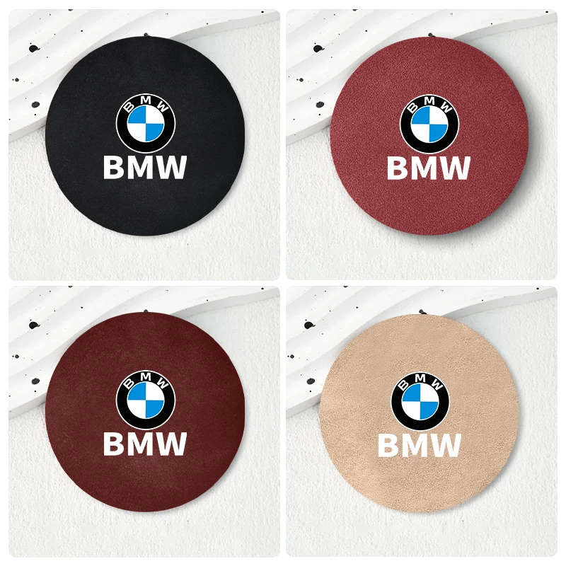 2Pcs Car Interior Water Cup Mat Leather Coasters Pad For BMW Performance F30 F20 G20 G30 G05 G06 G07 G11 G01 G02 G32