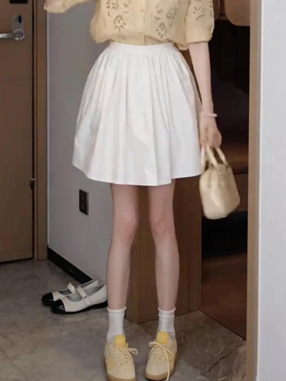 

Sweet High Waist Puffy f-length Skirt Korean Sle College Faion Flagip Women's Clothing Store Spring Season A-line Skirt