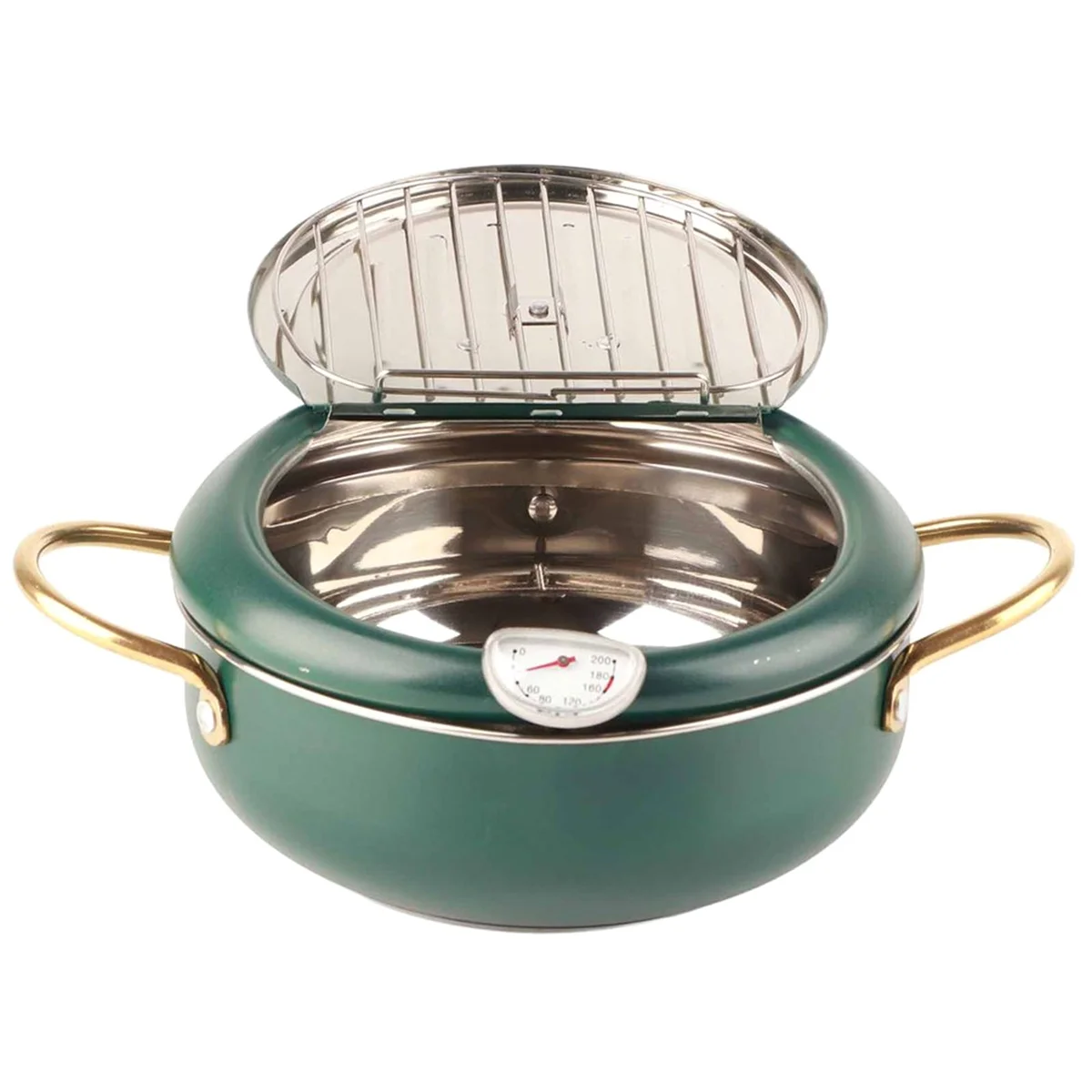 2025+ Frying Pot with Thermometer Japanese Stainless Steel Fryer Pan for Induction Cooker Home Kitchen Utensils