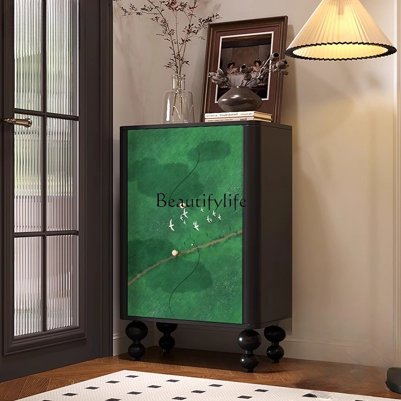 

Light French Cream Wind Solid Wood Bucket Cabinet Bedroom Bedside Locker