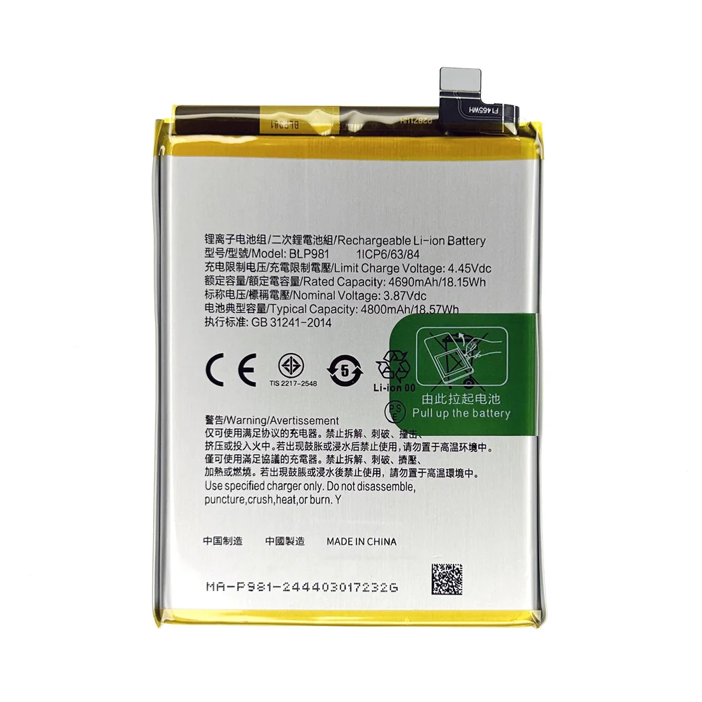 

Genuine replacement Battery 4800mAh BLP981 Battery For OPPO RENO 8T 5G OPPO A1 PRO Phone Batteries batteria+Free tools