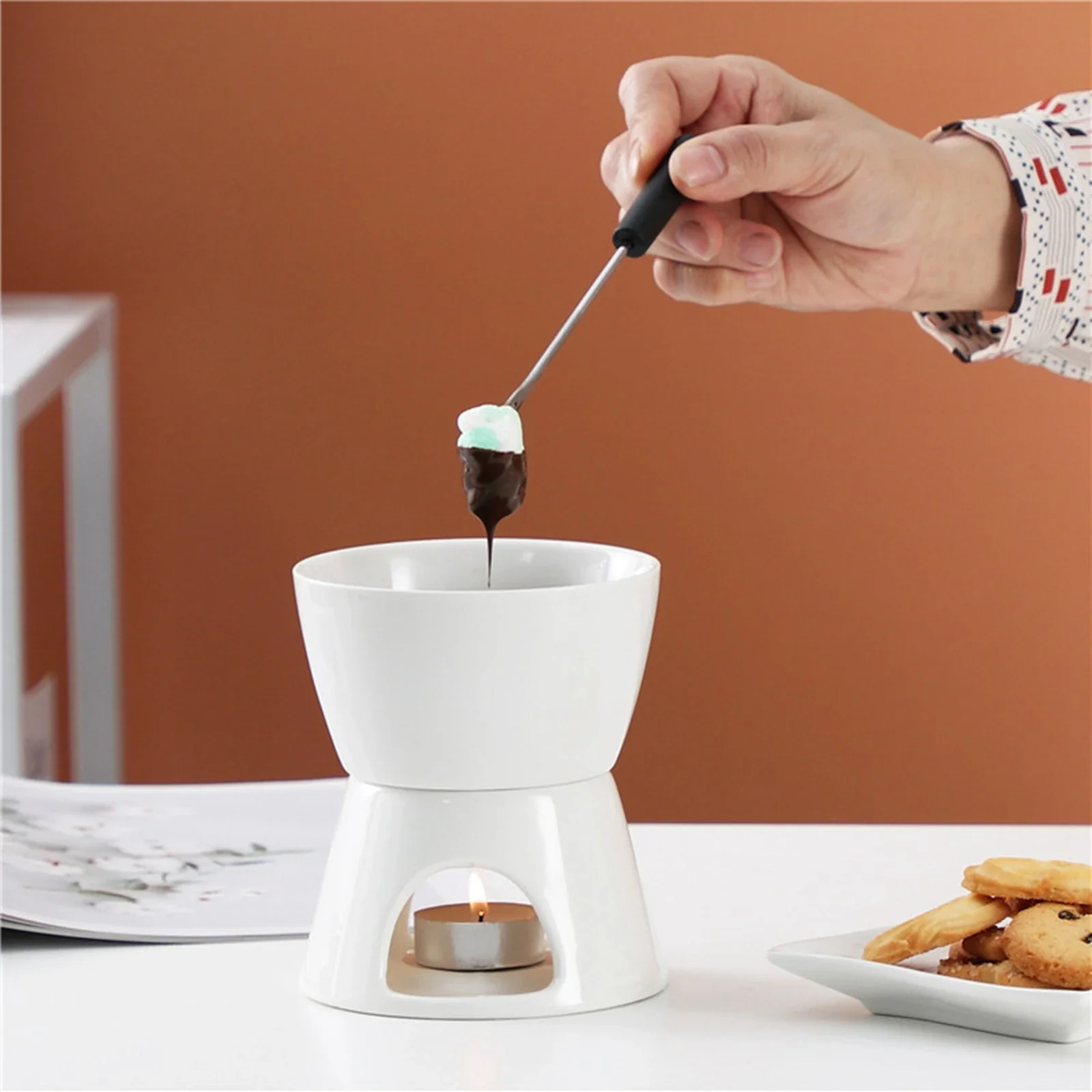 Keramik Schokolade Käse Fondue Topf Wachs Schmelztiegel Teelicht Porzellan Schmelztiegel Hause Kochen Küche Kochgeschirr