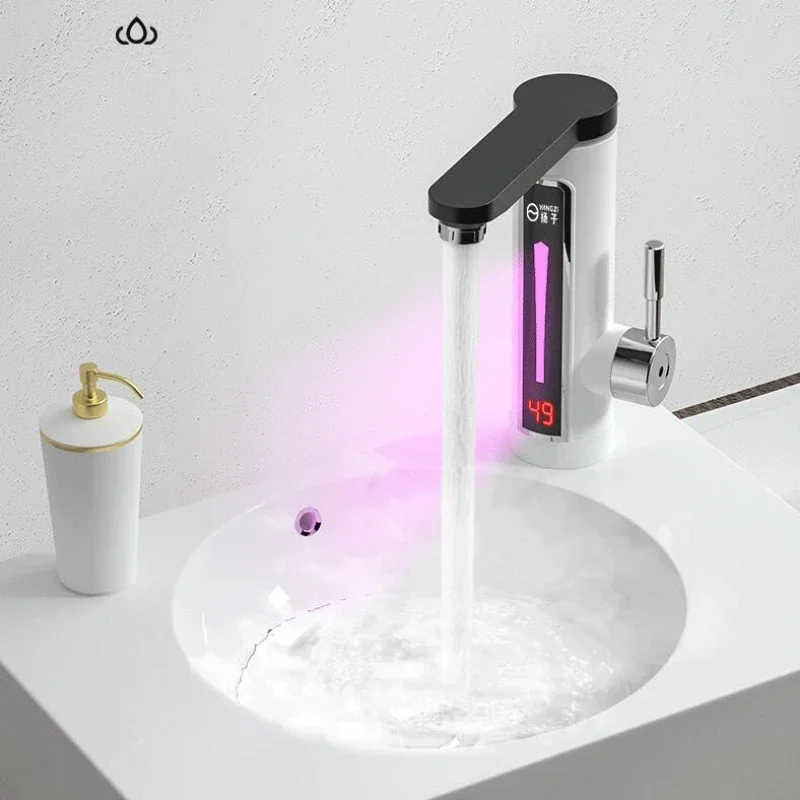 3300W Electric Instant Water Heater Faucet Tap LED Ambient Light Temperature Display Bathroom Kitchen Instant Heating Tap