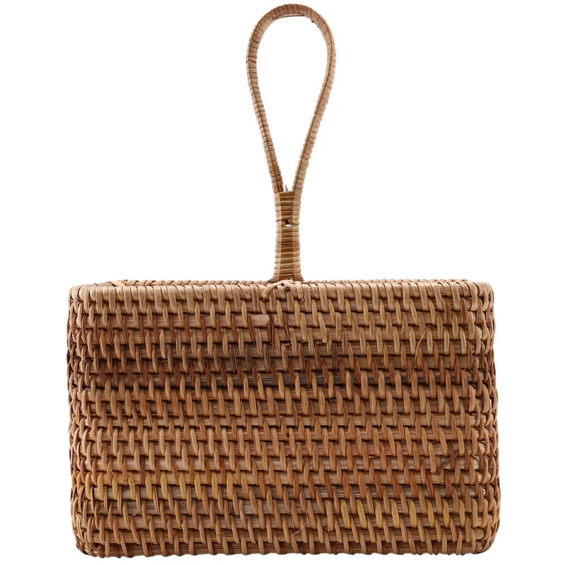 

Hand-Woven Wicker Straw Storage Basket Portable Four Compartment Classification Storage Fruit Basket Home Storage