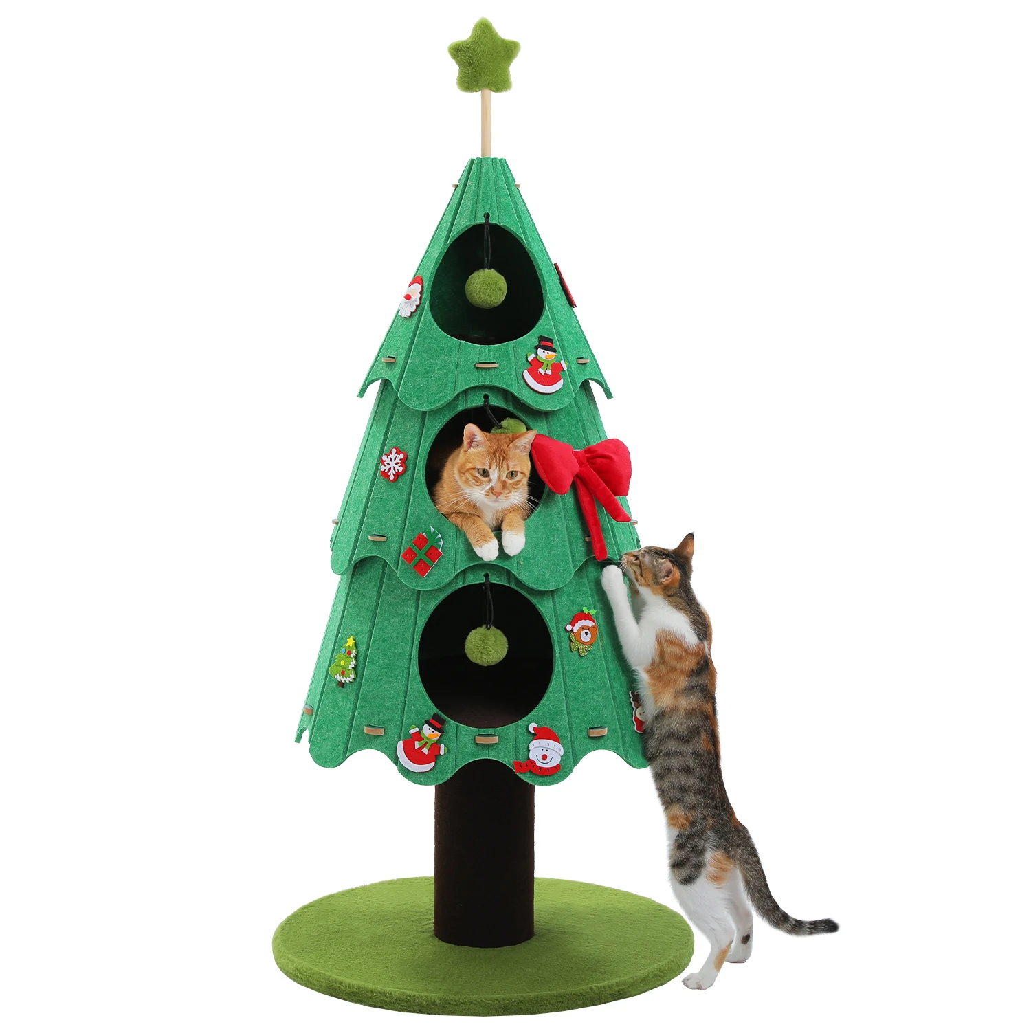 Weihnachts-Katzenbaumturm mit rot-grünem Eigentumswohnung, mehrstufiger Katzenturm mit Sisal-Kratzbäumen, Katzenmöbel für Hauskatzen – Detail 25