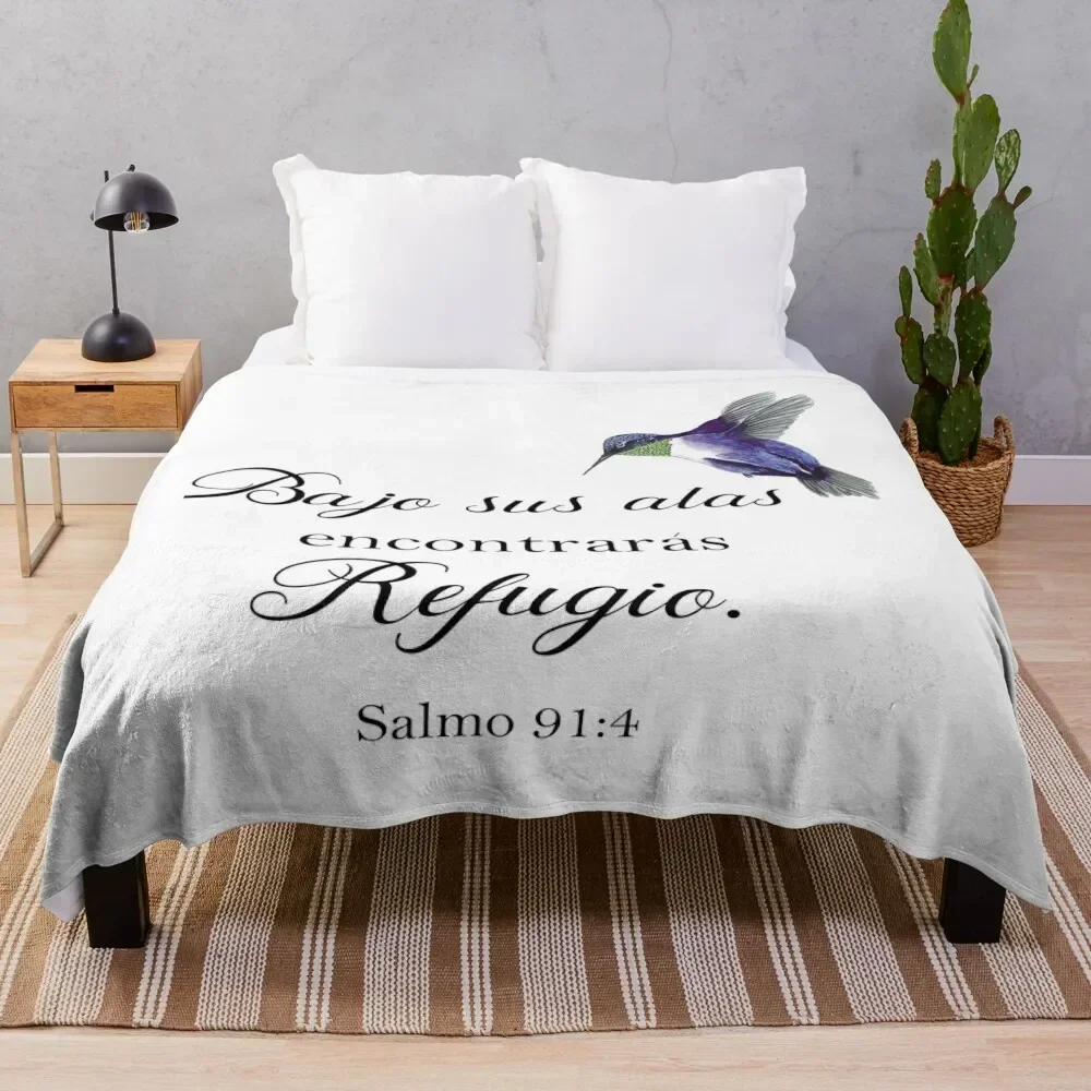 Bajo sus alas encontraras refugio Spanish bible verse Salmo 91 Throw Blanket Bed Soft Plaid Luxury Thicken Tourist Blankets