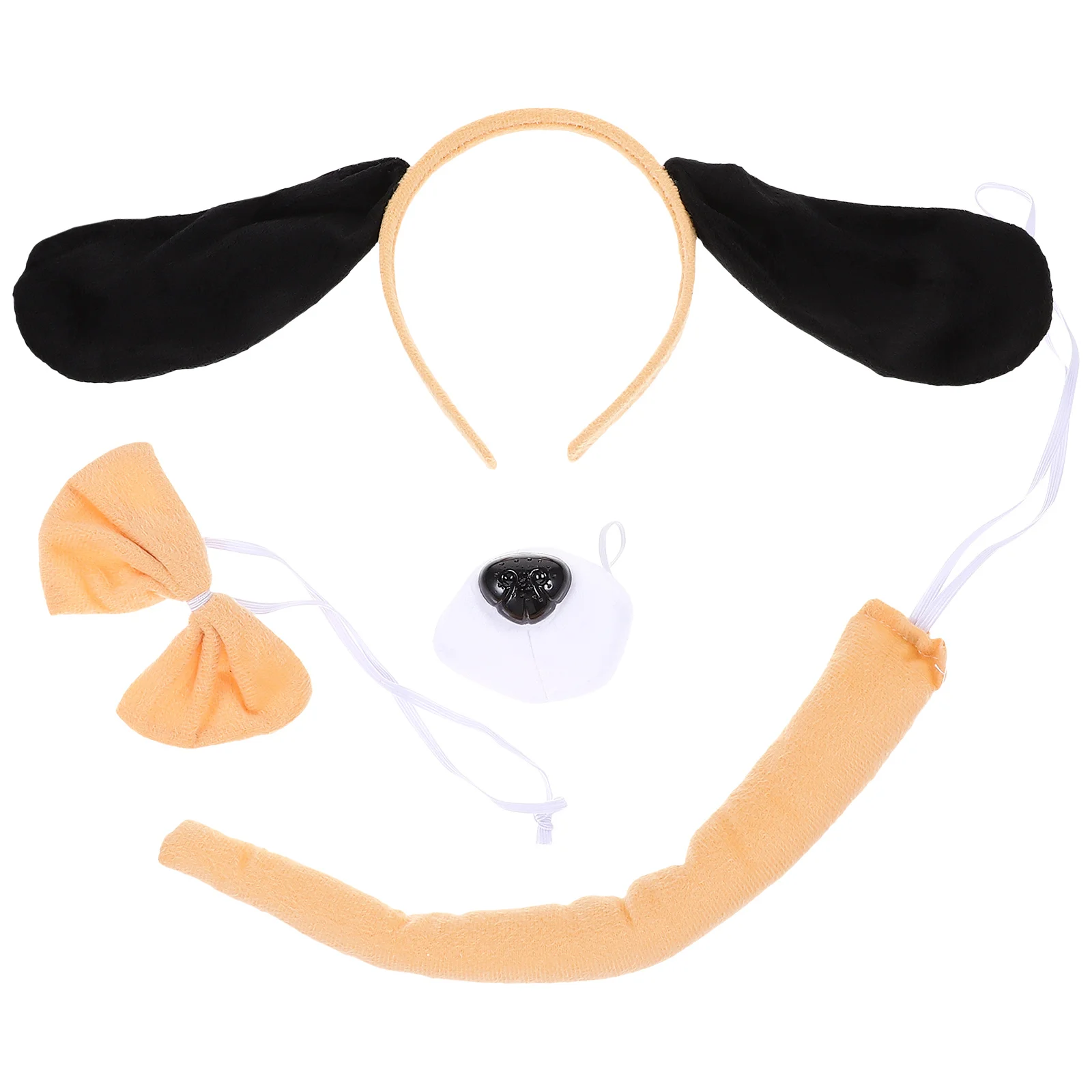 1Set Attractive Dog Ear Headband Set with Tail Bowtie Fake Nose for Kids Dress Up Animal Theme Parties Cosplay