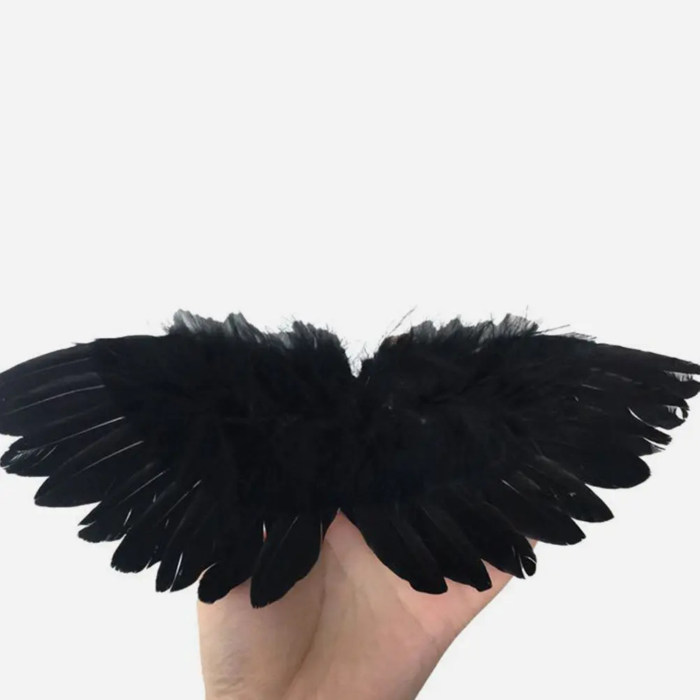 

2Pcs Wing Decor Black Plume Party Hanging Adorn DIY Accessory Fine Craftsmanship Long Service Life Black Plume Wing