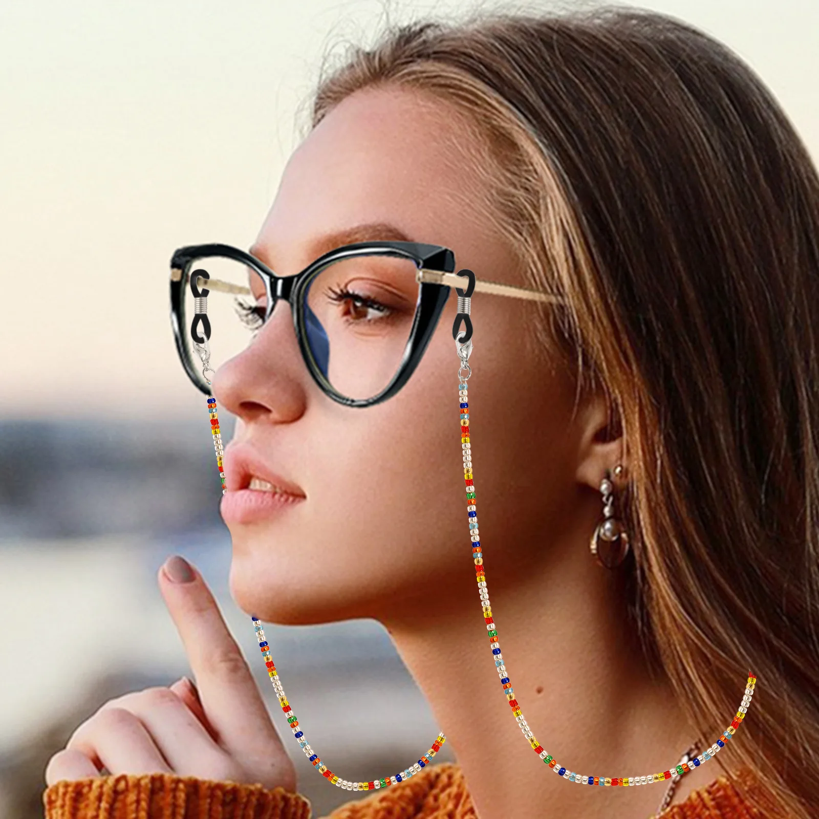 Anti-Lost Eyeglasses Chain Boho Retro Beaded Reading Sunglasses Spectacle Holder Neck Cord Mask Chain Holder Eye Wear Jewelry