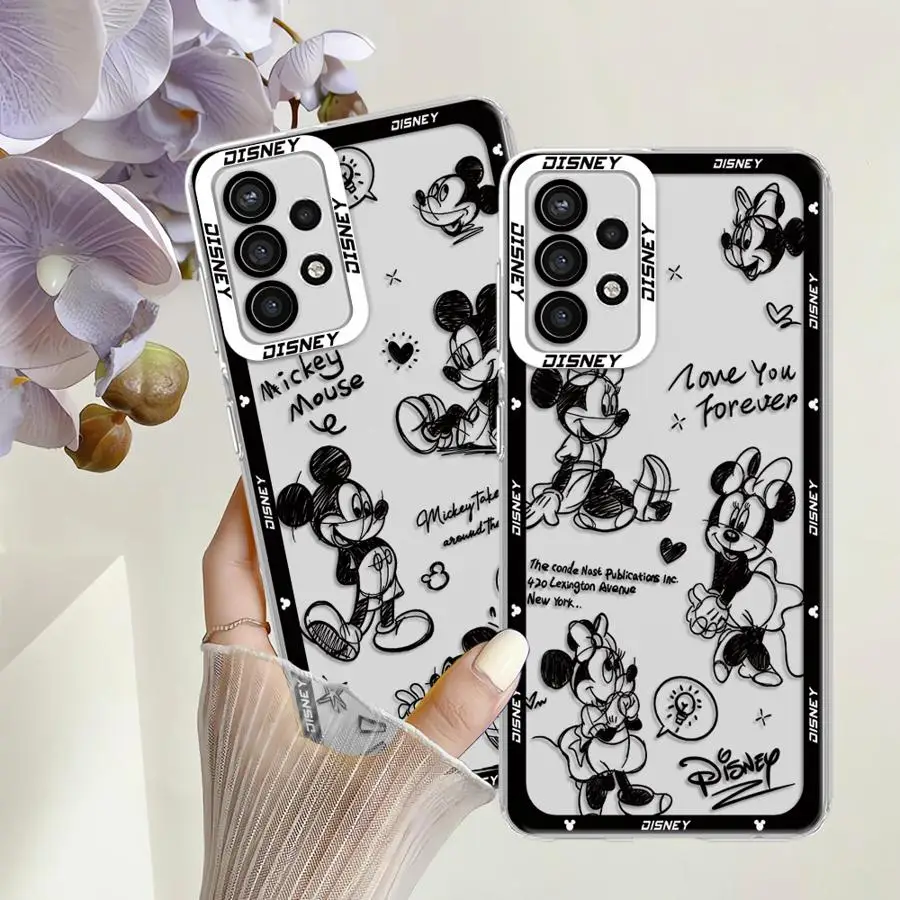 Disney Mickey Mouse Logo Phone Case for Samsung Galaxy A35 A55A53 A54 A73 A34 A33 A25 A24 A13 A14 A15 Soft Transparent Cover