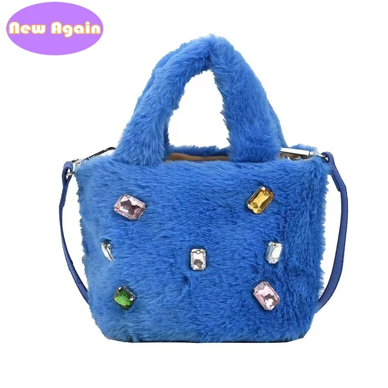 Bolsos cruzados de piel esponjosa para niñas, bolsos de hombro de diseño brillante, bolsos de moda para adolescentes, bolsos para axilas, NA045