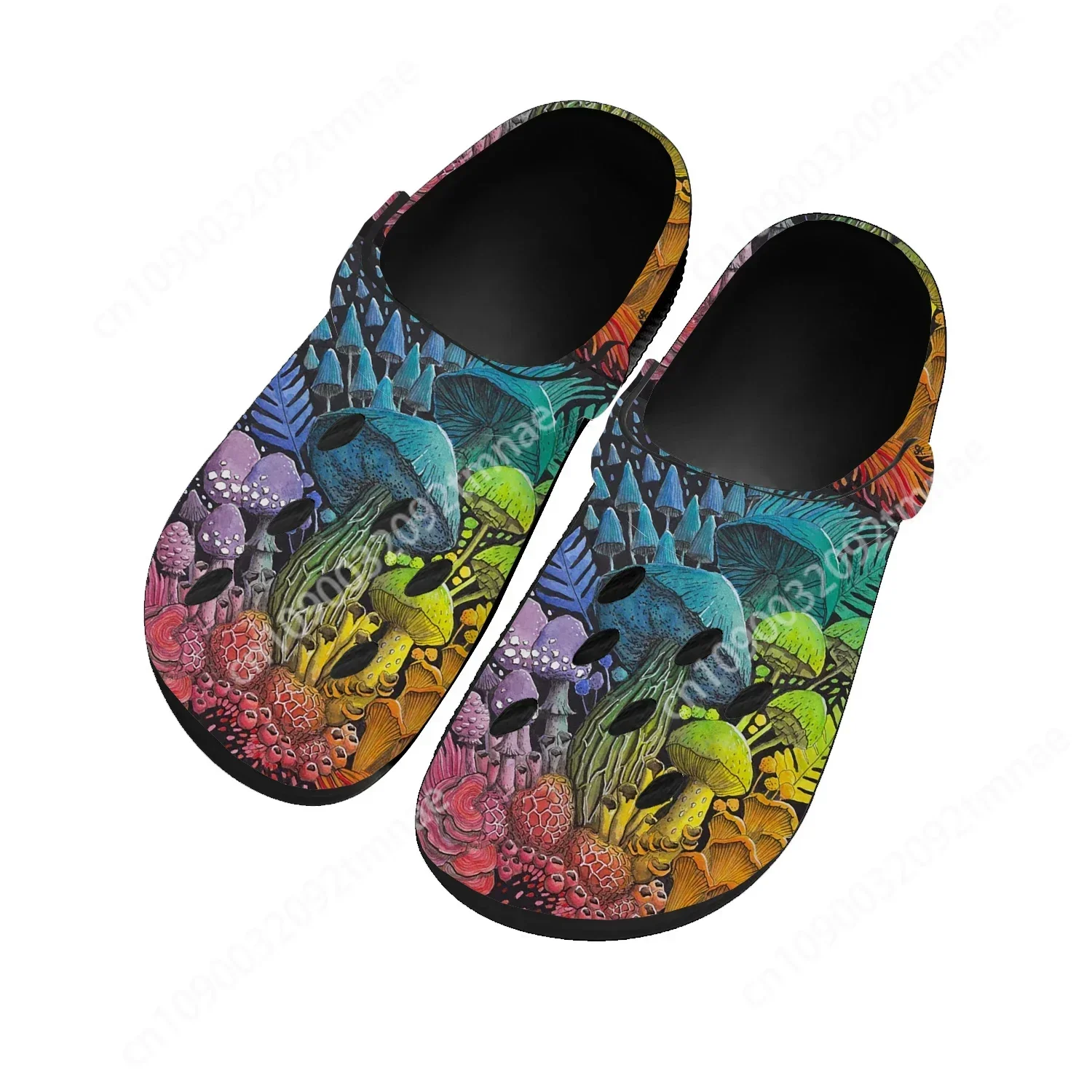 Trippy Psychedelic Mushroom Fungus Custom  Men Female Classic Beach Clog Slipper Shoes Medical EVA Customizable With Charms 12