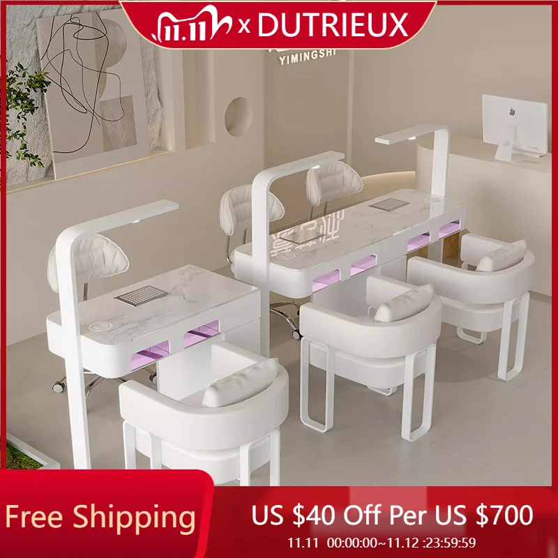

White Easy Clean Nail Desk Makeup High Quality Minimalist Mesa Manicure Table Hand Light Luxury Nagel Tisch Salon Furniture