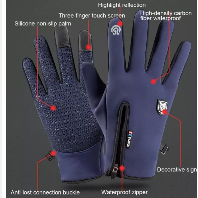 Xiaomi Winter Thermal Gloves Waterproof Windproof Outdoor Sports Warm Cycling Gloves Wind Stop Touch Screen Warm Cycling Gloves