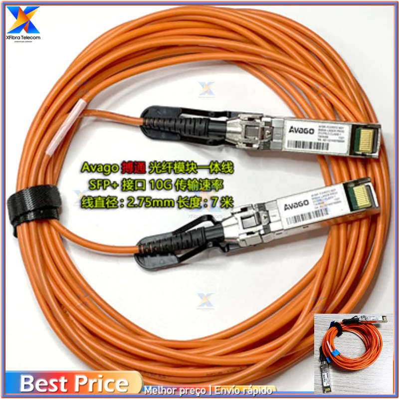 Avago/Finisar-Used Fiber Optic Cable, 10 GB, AOC, SFP +, 7m Fiber Optic Module, Intel 10g Multimode, Second-hand