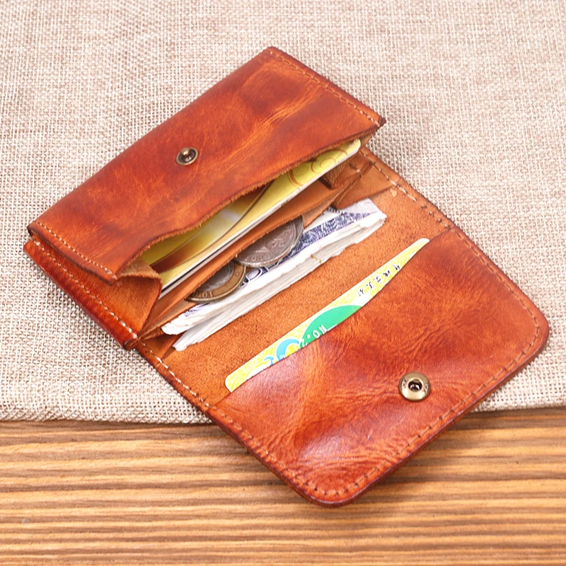 2021 Genuine Leather Wallet For Men Male Vintage Cowhide Short Small Men\'s Purse Card Holder Case Money Bag Man With Coin Pocket