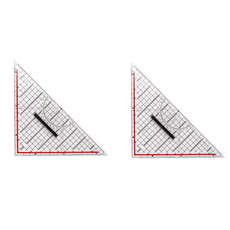 Exquisite-2Pcs 30CM Drawing Triangle Ruler Multi-Function Drawing Design Ruler With Handle Protractor Measurement Ruler Statione