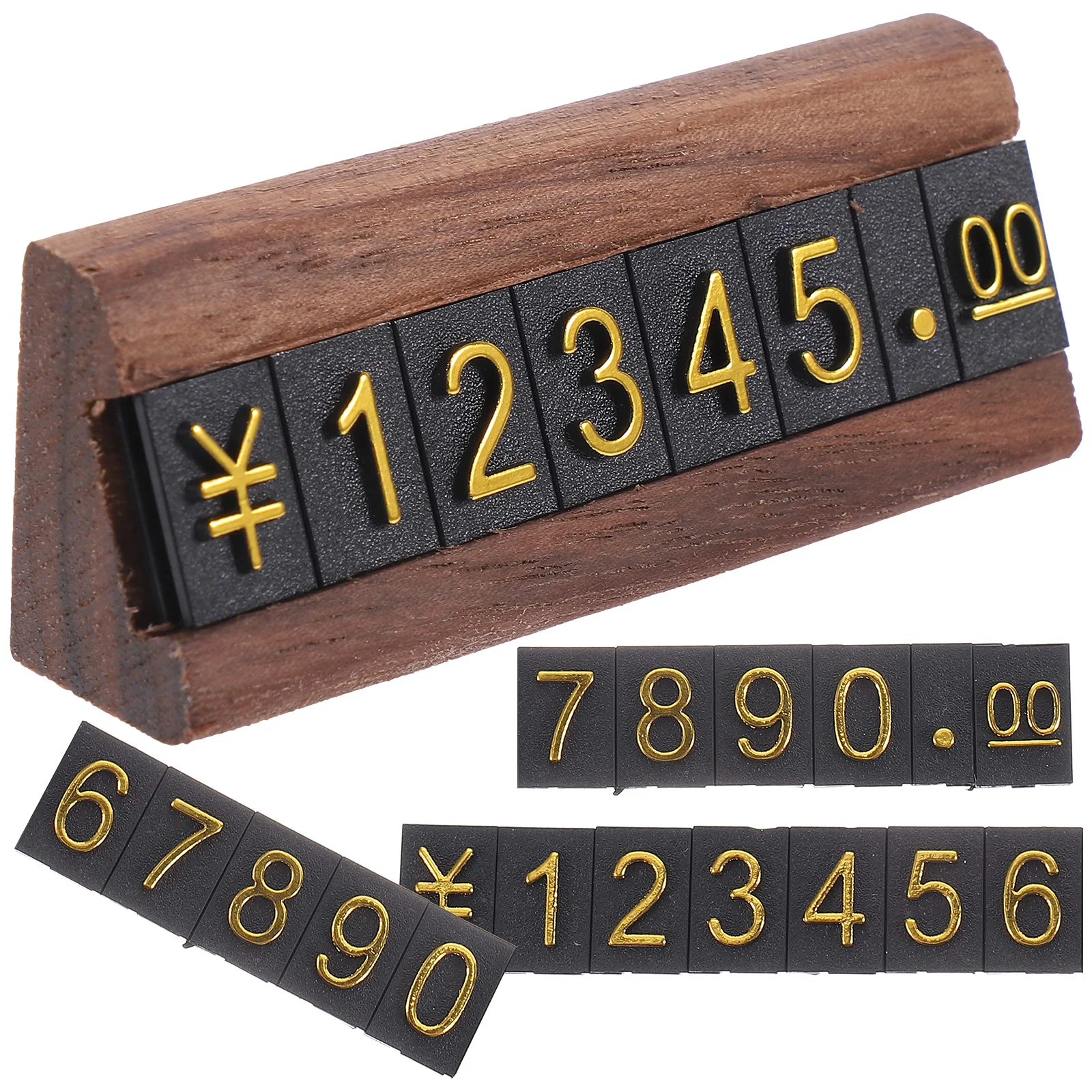

1 set Price Tags Small Jewelry Pricing Cubes Stand Retail System Display Supplies Signs Vendors Block Walnut Wood