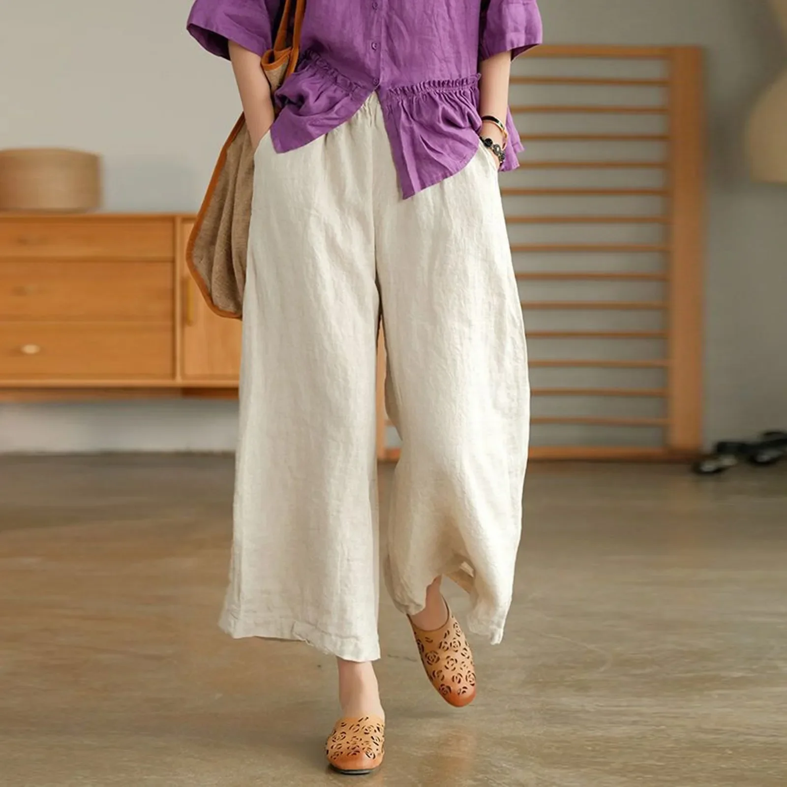 

Oversized Dress Skirt Trousers Pants Sweatpants Women Pockets Elastic Breathable Trousers Loose Waist Pants Harajuku Fashion