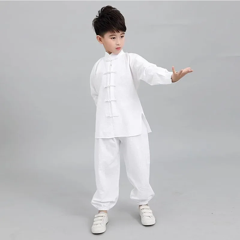 Children Kung Fu Uniform Chinese Traditional Taiji Clothing Boy Martial Arts Wushu Dancewear Performance Tang Suit Clothing