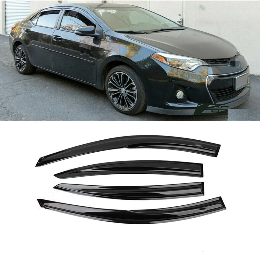 For Toyota Corolla 2014-2018 Sedan Side Window Vent Visor Sun Rain Deflector Guard Awnings Shelters Smoke Adhesive Cover Trim