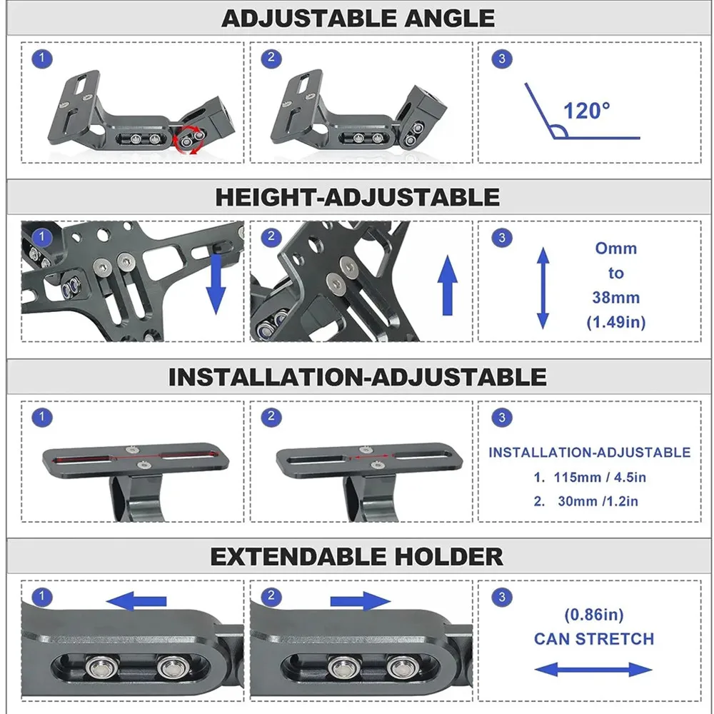 Universal Motorcycle License Plate Holder Number Plate Bracket For BMW R1200GS Yamaha MT07 MT10 Kawasaki Z750 Z800 Accessories