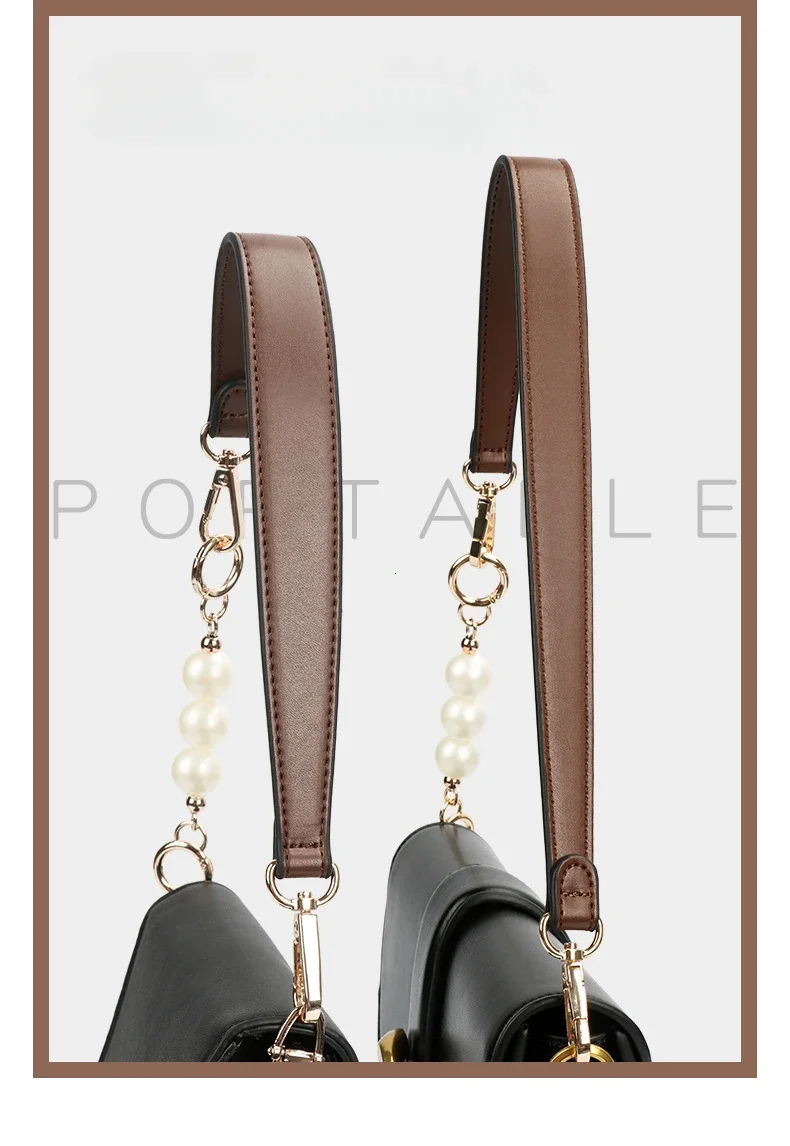 100% Genuine Leather Bag Strap Handbags Handles For Handbag Short Bag Strap Purse Strap Golden Buckle Replacement Bag Belt Band