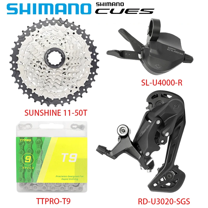 

Shimano CUES 9 скоростей U4000 MTB комплект трансмиссии для велосипеда 9 В TTPRO T9 116L цепь для горного велосипеда 11-40/42/46/50T звездочка SUNSHINE