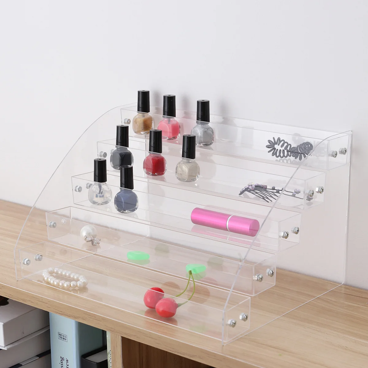 

5 Layers Nail Polish Organizer Rack Durable Acrylic Holder Table Display Storage for Large Nail Polish Collection