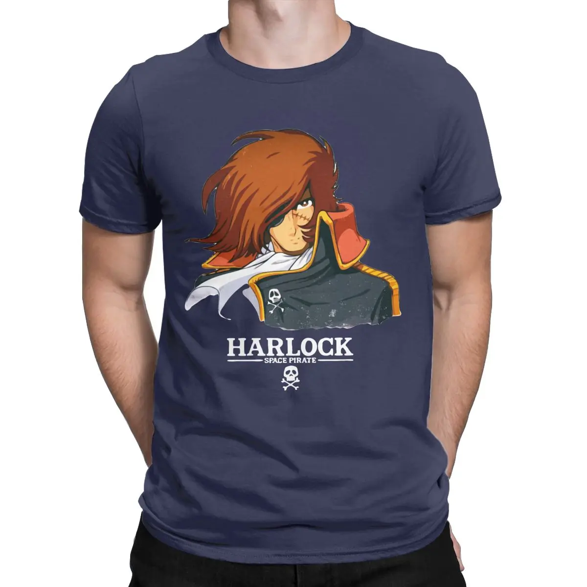 Men Space Pirate Captain Harlock T Shirt Manga Anime Pure Cotton